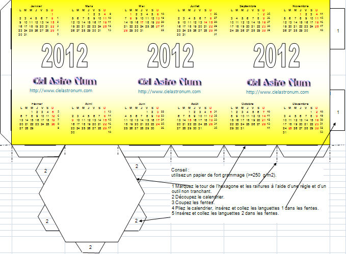 calendrier 2012 pot à crayon couleur jaune